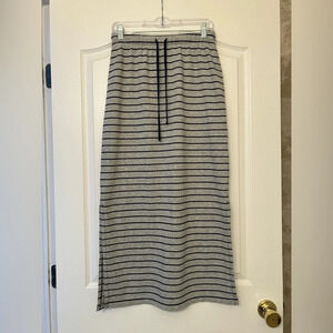 GAP drawstring maxi skirt grey with blue stripes‎ size small